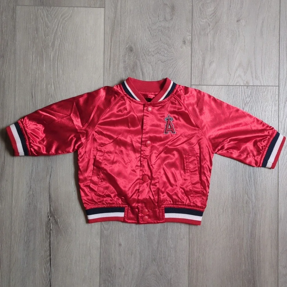 Vintage Angels Satin Jacket Baby Toddler 18 Months Mighty Mac Sports Embroidered
